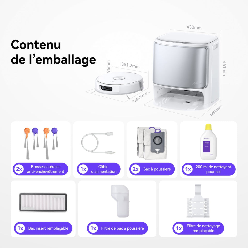 Narwal Flow Aspirateur Robot Laveur – Packs combinés avec accessoires