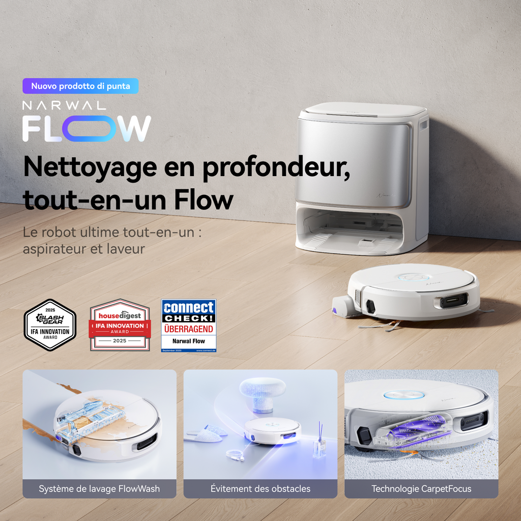Narwal Flow Aspirateur Robot Laveur – Packs combinés avec accessoires