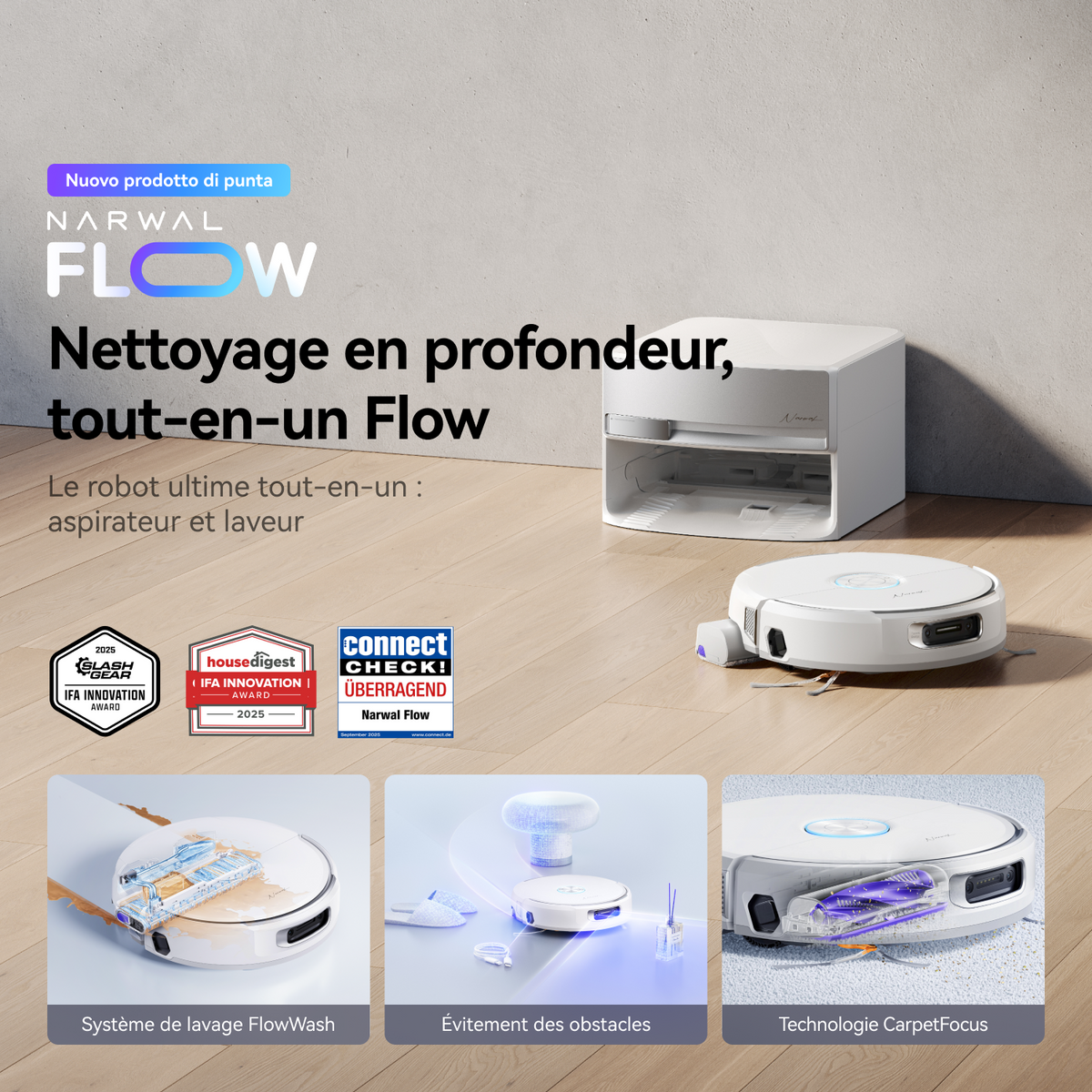 Narwal Flow Aspirateur Robot Laveur – Packs combinés avec accessoires